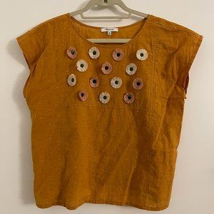 Madewell Marigold Top with Flowers Size Medium
